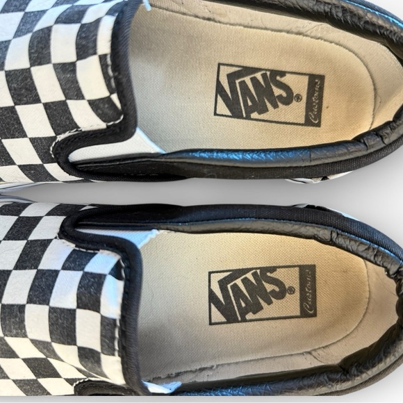 Vans Customs Classic Slip-On Checkerboard Wide | Washed Black & White | 8W/6.5W - Picture 6 of 7